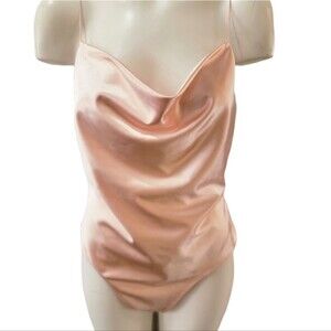 Charlotte russe peach Silky soft blouse size M bodysuit New with tag